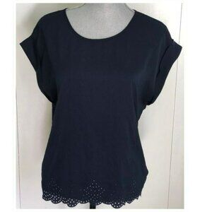 J. Crew Navy Scalloped hem navy blouse size 8